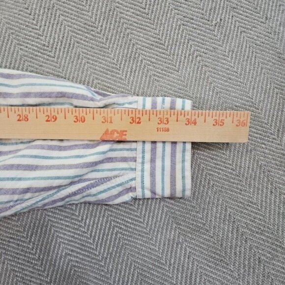 Vintage INC International Concepts Shirt Men's Small White Purple Striped Cotton - Picture 5 of 15